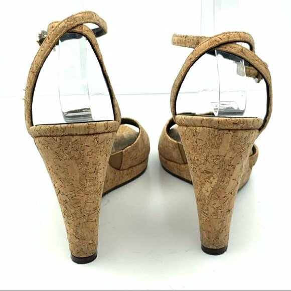 Donald j Pliner heels size 8.5 tan cork wedges - Picture 3 of 13